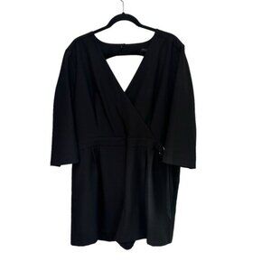 Stitchfix Goldray XXL Cloe Romper Black 3/4 Sleeves Belted V-Neck Pockets